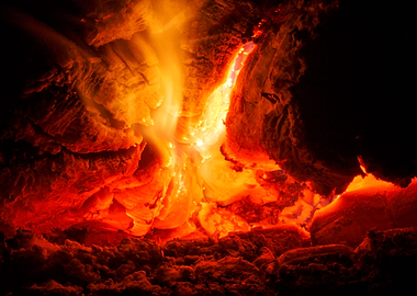 Woods on night fire prints