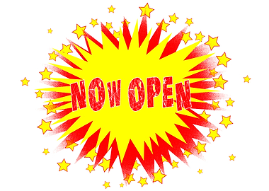 Cartoon Now Open Splash