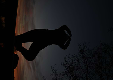 silhouette of woman at sun