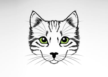 Cat head with green eyes
