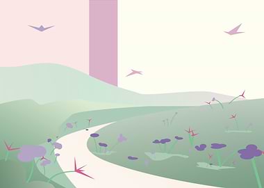 Flower landscape poster