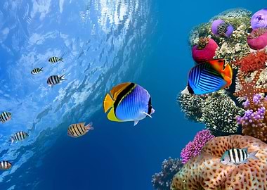 Coral reef with fish
