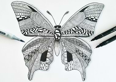 Pen Doodle Butterfly
