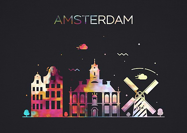 Amsterdam City Skyline