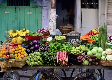 Street market fruit vendor
