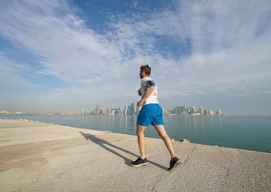 A Man Running in Park