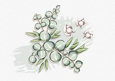 cotton leaves drawing