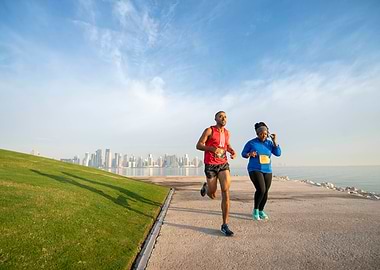 A Man and Women Running