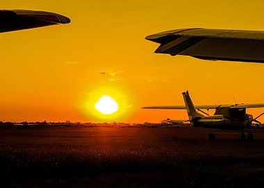 Sunset at the airport
