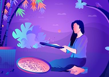 Village girl illustration