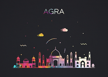 Agra India City Skyline