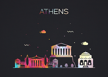 Athens Greece City Skyline