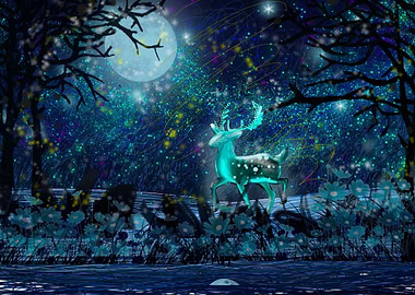 Luminous Blue Deer
