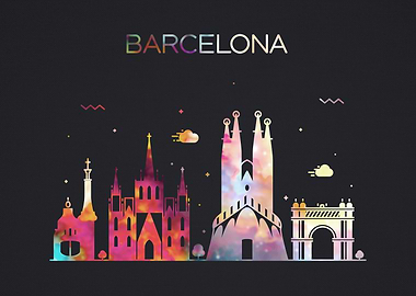Barcelona City Skyline Fun