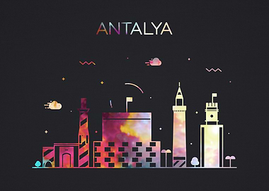 Antalya City Skyline Dark