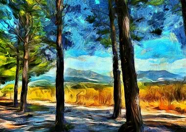 Trees and Mountains View