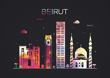 Beirut City Skyline Dark