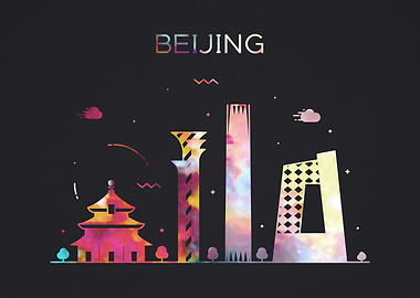 Beijing City Skyline Dark