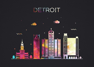 Detroit City Skyline Fun