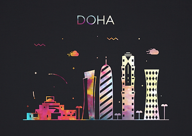Doha Qatar City Skyline