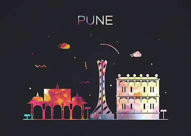 Pune India City Skyline