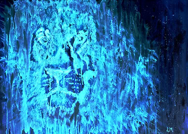 Watercolor Neon Lion