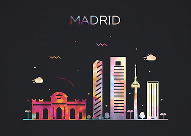 Madrid Spain City Skyline