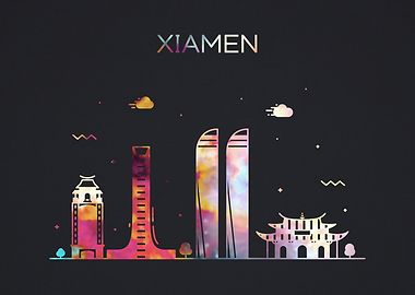 Xiamen China City Skyline