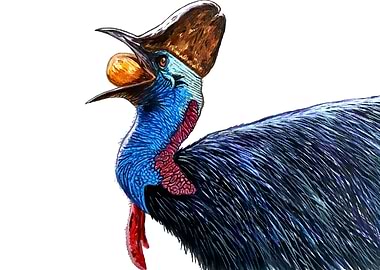 Cassowary swallowing fruit