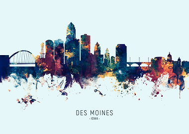 Des Moines Iowa Skyline