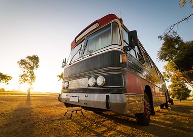 Vintage Bus On A Hyden Far