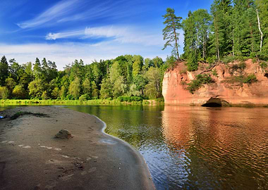 Sandstone Cliffs In Gauja