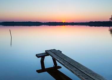 Lake Landscape At Sunset