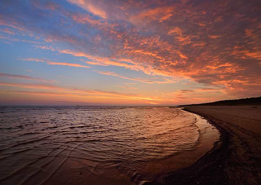 Sunset Baltic Sea Shore In