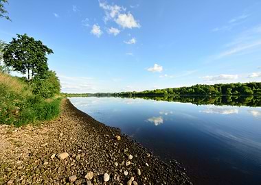 Daugava River With Reflect