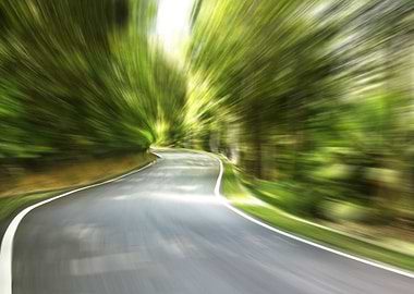 Curve Way Of Asphalt Road