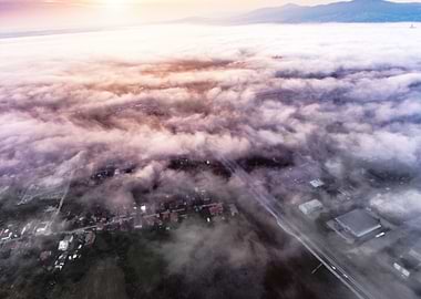 Aerial View Of Morning Tow