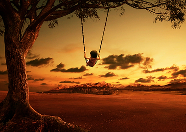 Silhouette Of Happy Little