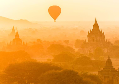 Hot Air Balloon Over Lands