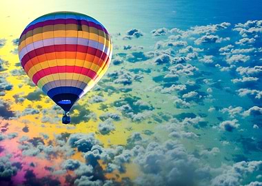 Hot Air Balloon On Sea Wit