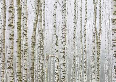 Frosty Birch Forest