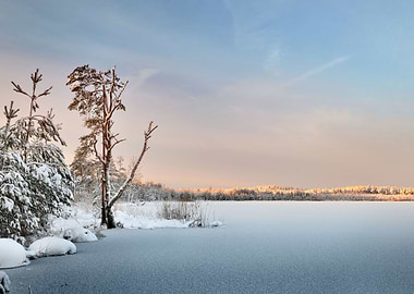 Frozen Lake Winter Sunrise