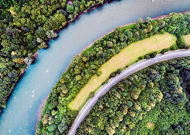 Aerial View Of Highway Riv