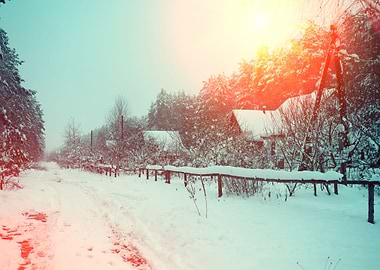 Snowy Winter Rural Landsca