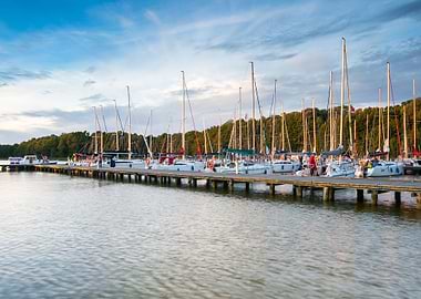 Yachtboats In Ports At Eve