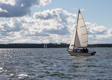 Lake Landscape With Yachts
