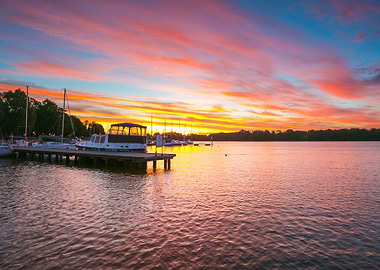 Yachtboats In Ports At Eve