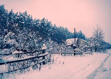 Snowy Winter Rural Landsca