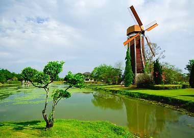 Wind Turbine And Blue Clea
