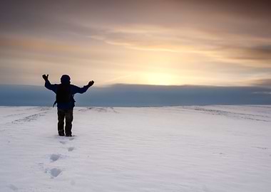 Snow Field With One Man